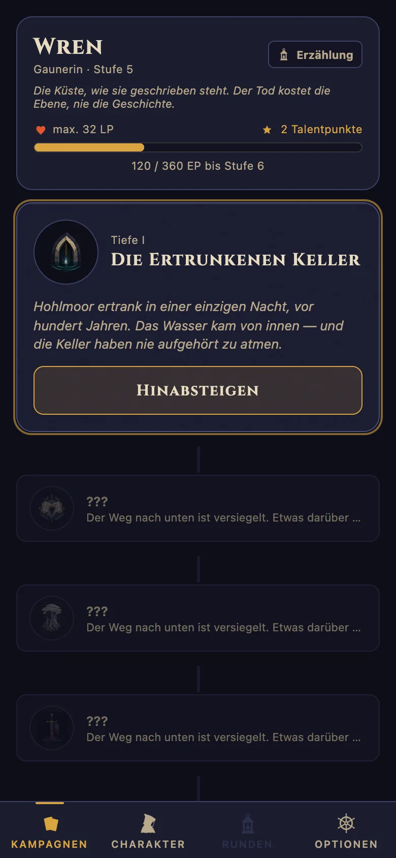 Bezwinge die Tiefen